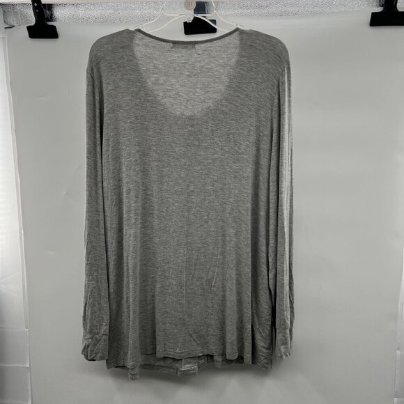 Ekouaer Women's Button Up Scoop Neck Sheer Top Long Sleeve Gray Size Large - Picture 7 of 9